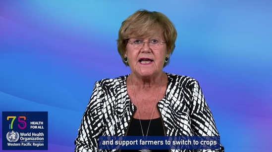 Dr Zsuzanna Jakab  giving a World No Tobacco Day message